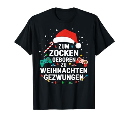 PC Gaming Video Gamer Zocker Weihnachten T-Shirt, Herren, Damen, Unisex Kinder, Gamer Party, Schwarz, S, EU 41, Cartoon, Winter von Pc Gaming Video Gamer Zocker Weihnachten