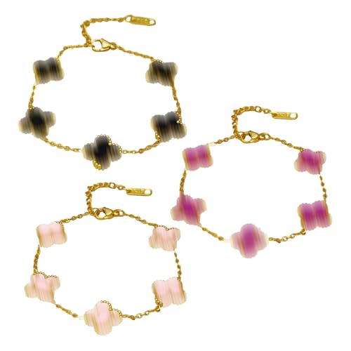 PceGan Armband Damen, Armbänder, 3 Stück Glücksarmband mit Symbolischen Blättern, Elegantes und Stilvolles Schmuckstück für Frauen und Mädchen, ArmbäNder Damen für Alltag und Besondere Anlässe von PceGan