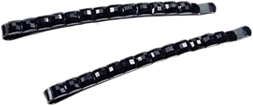 2 schwarze Strass-Haarspangen, Kristall-Diamant-Haarnadel, glänzende Haarnadel, glitzernde Haardekoration für Frauen, Haarspange aus Metall, Haarnadeln von Pchnfei