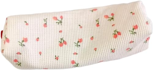 Federmäppchen aus Segeltuch mit Blumenmuster, große rosa Aufbewahrungstasche, Make-up- und Schreibwaren-Organizer von Pchnfei