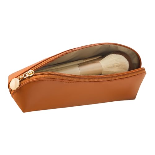 Pcingsia Make-up-Reisetasche, tragbare Kosmetiktasche mit Reißverschluss, großes Fassungsvermögen, Make-up-Pinsel-Organizer, multifunktionaler PU-Reise-Kulturbeutel für Geschäftsreisen, Mokkabraun von Pcingsia