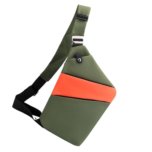 Pcingsia Reise-Gürteltasche für Herren, Schultertasche, wasserdicht, schmal, lässig, Anti-Diebstahl-Gürteltasche für den täglichen Pendler, ausgehende Reisen, Grün mit Orange, Refer to Description von Pcingsia