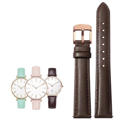14-20mm Damen leder Quick release Mode armband Fit for Casio/Citizen/Fossil/DW(Brown rose gold,16mm) von PctkeLsend