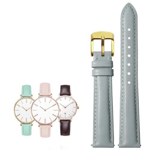 14-20mm Damen leder Quick release Mode armband Fit for Casio/Citizen/Fossil/DW(Gray Golden,16mm) von PctkeLsend