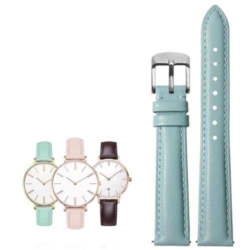 14-20mm Damen leder Quick release Mode armband Fit for Casio/Citizen/Fossil/DW(Light blue Silver,16mm) von PctkeLsend