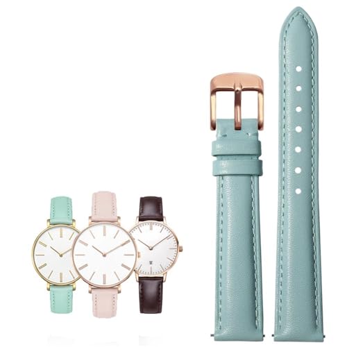 14-20mm Damen leder Quick release Mode armband Fit for Casio/Citizen/Fossil/DW(Light blue rose gold,20mm) von PctkeLsend