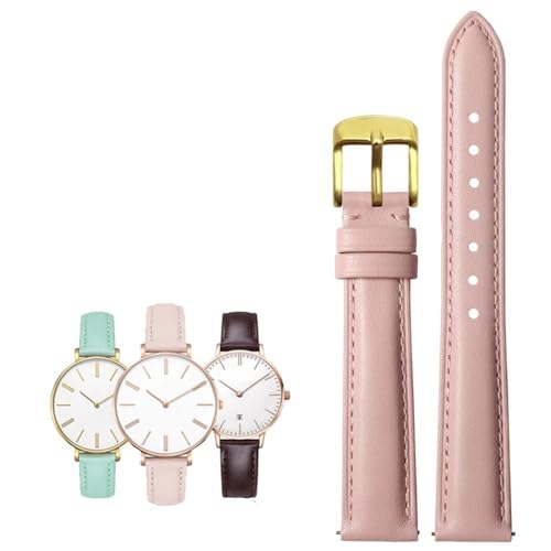 14-20mm Damen leder Quick release Mode armband Fit for Casio/Citizen/Fossil/DW(Light pink Golden,20mm) von PctkeLsend