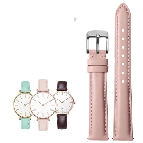 14-20mm Damen leder Quick release Mode armband Fit for Casio/Citizen/Fossil/DW(Light pink Silver,20mm) von PctkeLsend