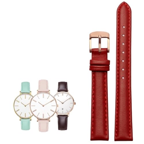 14-20mm Damen leder Quick release Mode armband Fit for Casio/Citizen/Fossil/DW(Red rose gold,18mm) von PctkeLsend