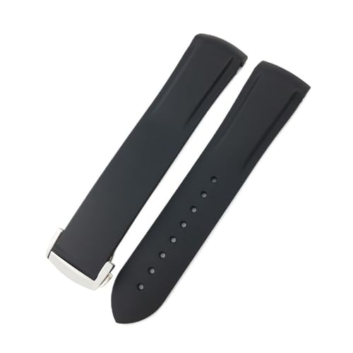 18mm 19mm 20mm 21mm 22mm Gummiarmband passend for Omega Seamaster 300 AT150 Speedmaster Planet Ocean passend for Seiko passend for CASIO Silikonarmband(Black,18MM_SILVER BUCKLE) von PctkeLsend