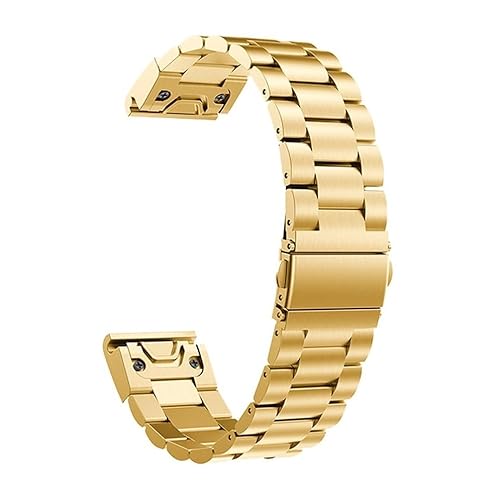 20 22 26 mm Edelstahlarmband passend for Garmin Fenix ​​7S 7 7X 6S 6 6X Pro 5S 5 5X Plus Instinct 2X 3HR Metallband QuickFit Armband(Gold,22mm For Fenix 6 6 Pro) von PctkeLsend