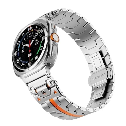 Herren-Armband aus Edelstahl passend for Samsung Galaxy Watch 7 Ultra 47 mm(Silver orange-tool) von PctkeLsend