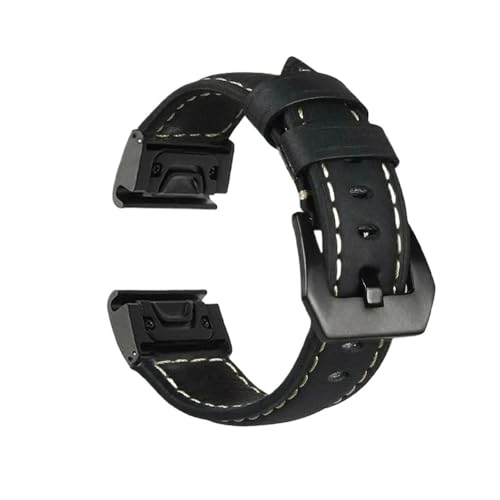 Lederarmband, passend for Garmin Fenix ​​5/5X/5S 6/6X/6S 7S 7 7X Smart-Armband, 20 22 26 mm, schnell und einfach anzubringendes Armband(Black,20mm For Fenix 5S 6S Pro) von PctkeLsend