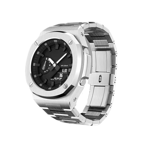 Nautilus Style Passend for Casio GA2100 Refit Mod Kit Set Passend for G Shock GA-2110 Modifikationsset Edelstahlgehäuse Band Metall(Silver with screw) von PctkeLsend