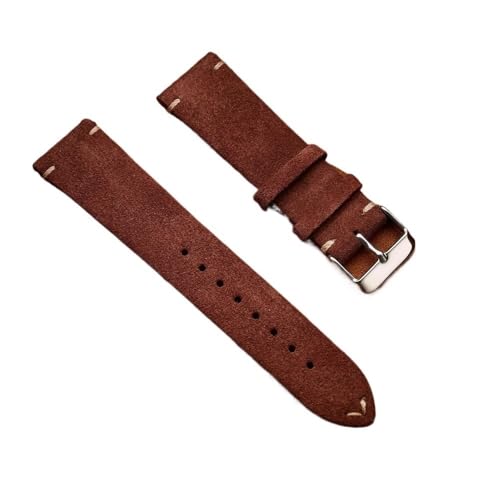 PctkeLsend 16/18/20/22 mm Herren-/Damen-Armband aus weichem Kalbsleder im Vintage-Stil, Schnellverschluss, passend for die meisten Uhren mit flacher Öffnung(DarkBrown,20mm) von PctkeLsend