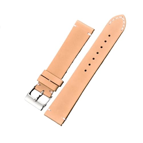 PctkeLsend 16–24 mm Herren-/Damen-Uhrenarmband aus echtem Leder mit Dornschließe und Schnellverschluss, passend for die meisten Uhren mit flacher Öffnung(Beige,18mm) von PctkeLsend