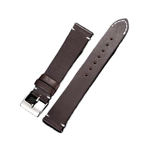 PctkeLsend 16–24 mm Herren-/Damen-Uhrenarmband aus echtem Leder mit Dornschließe und Schnellverschluss, passend for die meisten Uhren mit flacher Öffnung(Dark Brown,16mm) von PctkeLsend