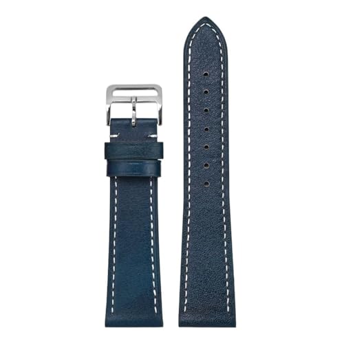 PctkeLsend 17–22 mm Retro-Schnellverschluss-Universalarmband aus echtem Leder, passend for die meisten Uhren mit flacher Öffnung(Blue,21mm) von PctkeLsend