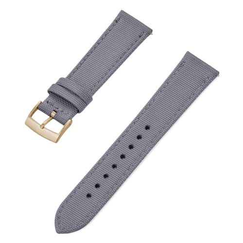 PctkeLsend 18, 20, 22 mm Canvas, Nylon, Leder, gemischte Materialien, Schnellverschluss, universelle Uhrenarmbänder, passend for die meisten Uhren mit flacher Öffnung(Gray Gold,18mm) von PctkeLsend