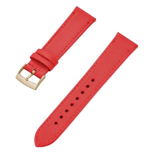 PctkeLsend 18, 20, 22 mm Canvas, Nylon, Leder, gemischte Materialien, Schnellverschluss, universelle Uhrenarmbänder, passend for die meisten Uhren mit flacher Öffnung(Red Gold,20mm) von PctkeLsend