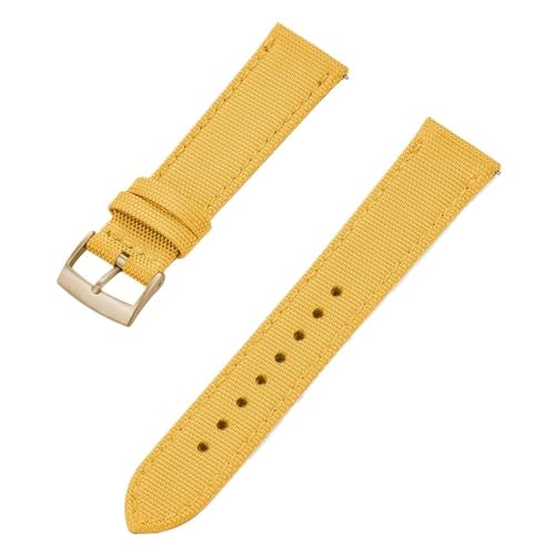 PctkeLsend 18, 20, 22 mm Canvas, Nylon, Leder, gemischte Materialien, Schnellverschluss, universelle Uhrenarmbänder, passend for die meisten Uhren mit flacher Öffnung(Yellow Gold,22mm) von PctkeLsend