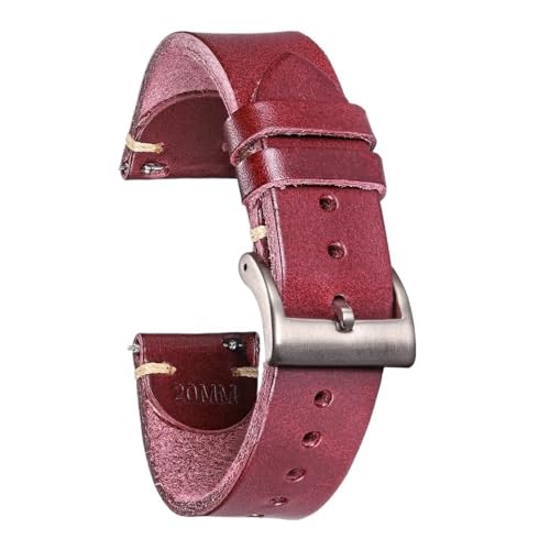 PctkeLsend 18, 20, 22 mm Herren-Armband aus handgefertigtem Leder mit Schnellverschluss im Vintage-Stil, passend for die meisten Uhren mit flacher Öffnung(Whisky,22mm) von PctkeLsend