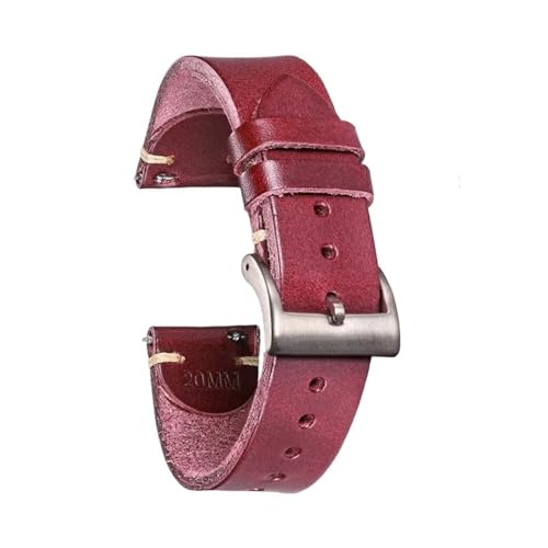 PctkeLsend 18, 20, 22 mm Herren-Retro-Uhrenarmbänder aus handgefertigtem Leder mit Schnellverschluss, passend for die meisten Uhren mit flacher Öffnung(127-Whisky,22mm) von PctkeLsend