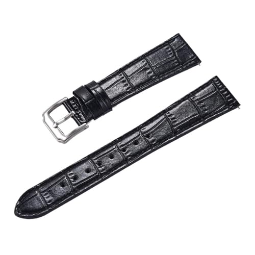 PctkeLsend 18/19/20/21/22 mm Herren- und Damen-Uhrenarmbänder mit Slub-Muster, universelle Lederarmbänder, passend for die meisten Uhren mit flacher Öffnung(Black,22mm) von PctkeLsend
