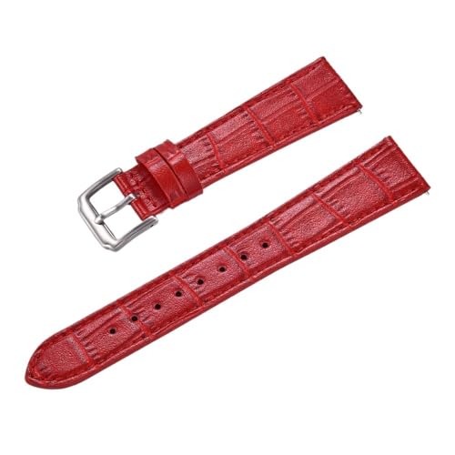 PctkeLsend 18/19/20/21/22 mm Herren- und Damen-Uhrenarmbänder mit Slub-Muster, universelle Lederarmbänder, passend for die meisten Uhren mit flacher Öffnung(Red,22mm) von PctkeLsend
