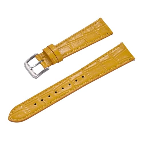 PctkeLsend 18/19/20/21/22 mm Herren- und Damen-Uhrenarmbänder mit Slub-Muster, universelle Lederarmbänder, passend for die meisten Uhren mit flacher Öffnung(Yellow,18mm) von PctkeLsend