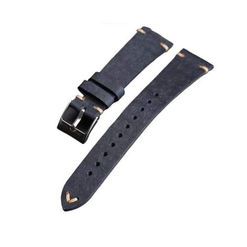PctkeLsend 18 19 20 22MM Handgefertigtes mattgrünes blaubraunes Lederarmband Fif for antike Uhren(Bule,22mm) von PctkeLsend