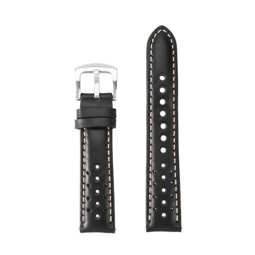 PctkeLsend 18–22 mm Universal-Uhrenarmband aus echtem Leder mit Schnellverschluss, passend for die meisten Uhren mit flacher Öffnung.(Black,22mm) von PctkeLsend