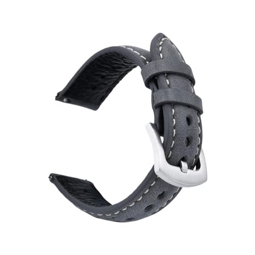 PctkeLsend 18–22 mm Universal-Uhrenarmband aus echtem Leder mit Schnellverschluss, passend for die meisten Uhren mit flacher Öffnung.(Dark grey,19mm) von PctkeLsend