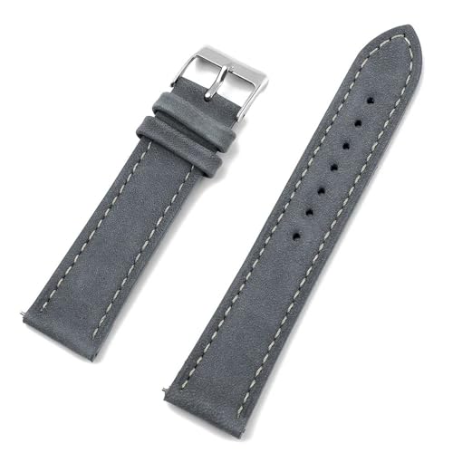 PctkeLsend 18–22 mm Vintage-Uhrenarmbänder aus Nubukleder mit Schnellverschluss, passend for die meisten Uhren mit flacher Öffnung(Gray,20mm) von PctkeLsend