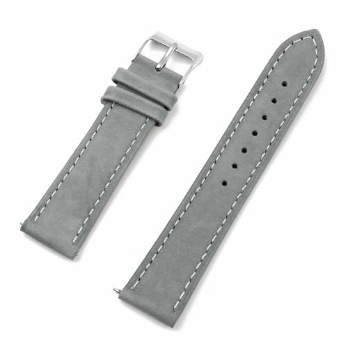 PctkeLsend 18–22 mm Vintage-Uhrenarmbänder aus Nubukleder mit Schnellverschluss, passend for die meisten Uhren mit flacher Öffnung(Light gray,20mm) von PctkeLsend