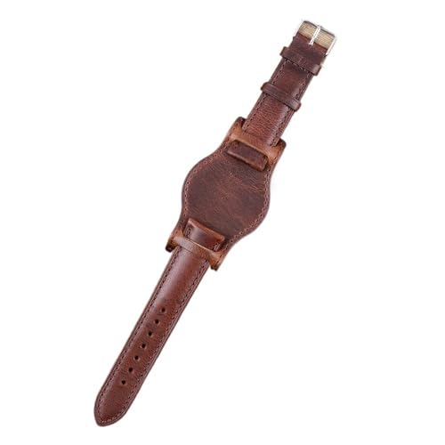 PctkeLsend 18–22 mm mit mattiertem, handgefertigtem Ölwachs-Lederarmband, passend for die meisten Uhren mit flacher Öffnung(Brown,22mm) von PctkeLsend