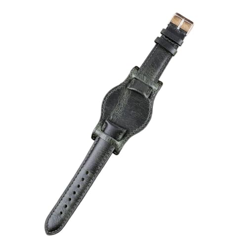 PctkeLsend 18–22 mm mit mattiertem, handgefertigtem Ölwachs-Lederarmband, passend for die meisten Uhren mit flacher Öffnung(Green,21mm) von PctkeLsend