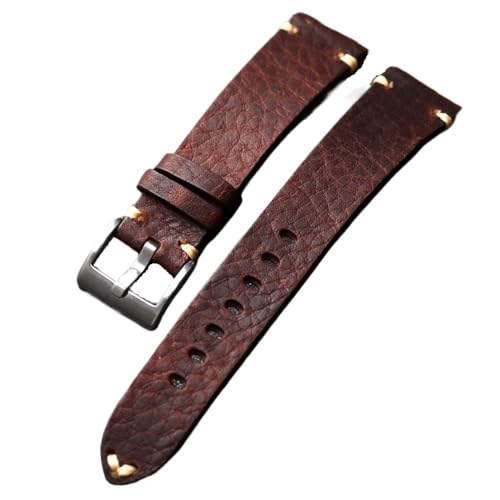 PctkeLsend 18-22MM Herren Vintage Handgemachte Erste Schicht Weiche Rindsleder Armband(Maroon,19mm) von PctkeLsend
