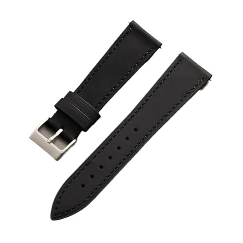 PctkeLsend 18-22mm Männer Frauen Quick Release Retro Weiche Echtes Leder Armband(Black,20mm) von PctkeLsend