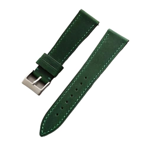 PctkeLsend 18-22mm Männer Frauen Quick Release Retro Weiche Echtes Leder Armband(Green,22mm) von PctkeLsend