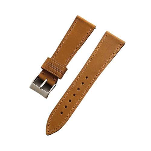 PctkeLsend 18-22mm Männer Frauen Quick Release Retro Weiche Echtes Leder Armband(Light brown,21mm) von PctkeLsend
