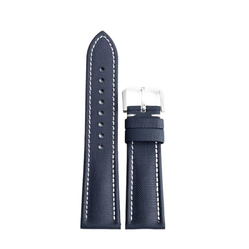 PctkeLsend 18-22mm Segeltuch Wasserdichtes Gewebe Schnellverschluss Universalarmband(Blue-white line,22mm) von PctkeLsend