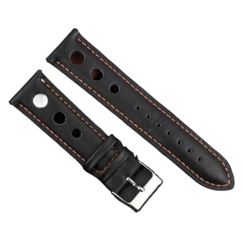 PctkeLsend 18–24 mm handgefertigtes Echtlederarmband mit Schnellverschluss, passend for die meisten Uhren mit flacher Öffnung(Back-Orange Wrie,20mm) von PctkeLsend