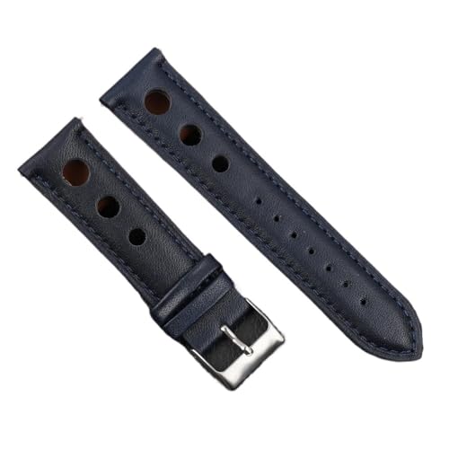 PctkeLsend 18–24 mm handgefertigtes Echtlederarmband mit Schnellverschluss, passend for die meisten Uhren mit flacher Öffnung(Blue,24mm) von PctkeLsend