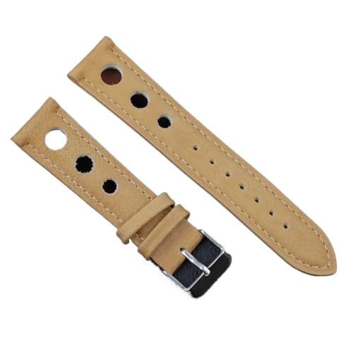 PctkeLsend 18–24 mm handgefertigtes Echtlederarmband mit Schnellverschluss, passend for die meisten Uhren mit flacher Öffnung(TAN,22mm) von PctkeLsend
