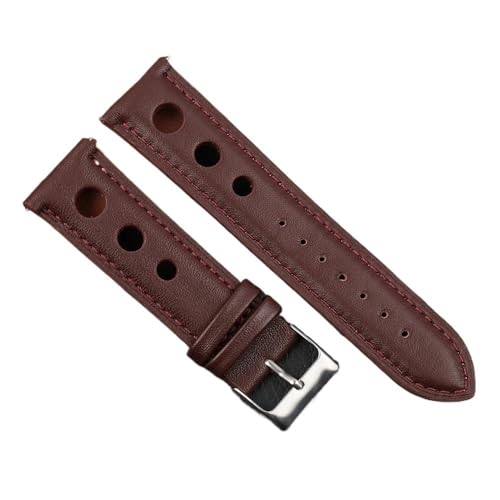 PctkeLsend 18–24 mm handgefertigtes Echtlederarmband mit Schnellverschluss, passend for die meisten Uhren mit flacher Öffnung(Wine Red,22mm) von PctkeLsend