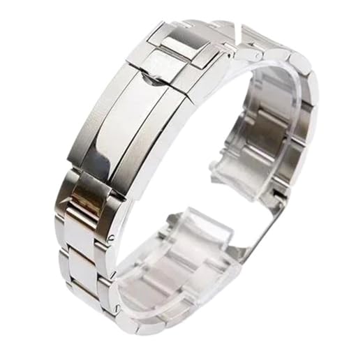 PctkeLsend 20, 21mm Herren 904L Massiv Edelstahl Glide Lock Verschluss Uhrenarmbänder Passend for Relox SUB DAYTONA/Explorer II(Bright silver,21mm) von PctkeLsend
