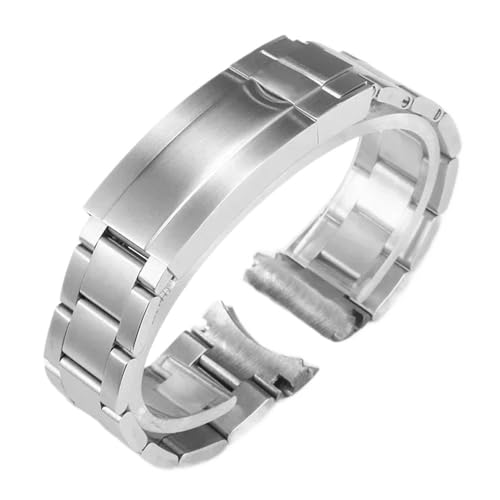 PctkeLsend 20, 21mm Herren 904L Massiv Edelstahl Glide Lock Verschluss Uhrenarmbänder Passend for Relox SUB DAYTONA/Explorer II(Frosted silver,21mm) von PctkeLsend