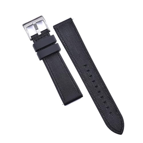 PctkeLsend 20, 22 mm Schnellverschluss-Hybrid-Fluorkautschuk-Leder. Universell passende Uhrenarmbänder for die meisten Uhren mit flacher Öffnung.(Black-Black 1,20mm) von PctkeLsend