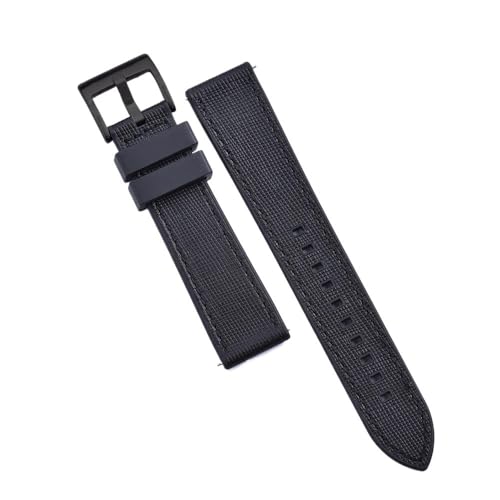 PctkeLsend 20, 22 mm Schnellverschluss-Hybrid-Fluorkautschuk-Leder. Universell passende Uhrenarmbänder for die meisten Uhren mit flacher Öffnung.(Black-Black 2,20mm) von PctkeLsend